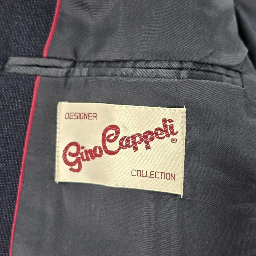 Gino Cappeli Blazer R40 Navy Blue 2-Button Gold Crest Button Sport Coat